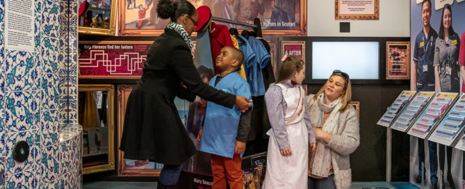 Parents and children use the museum space to 'dress up' into nurses and doctors uniforms, both contemporary and historic.